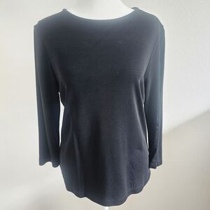 Lauren Ralph Lauren Green Label Black Round Neck Long Sleeve Blouse Medium